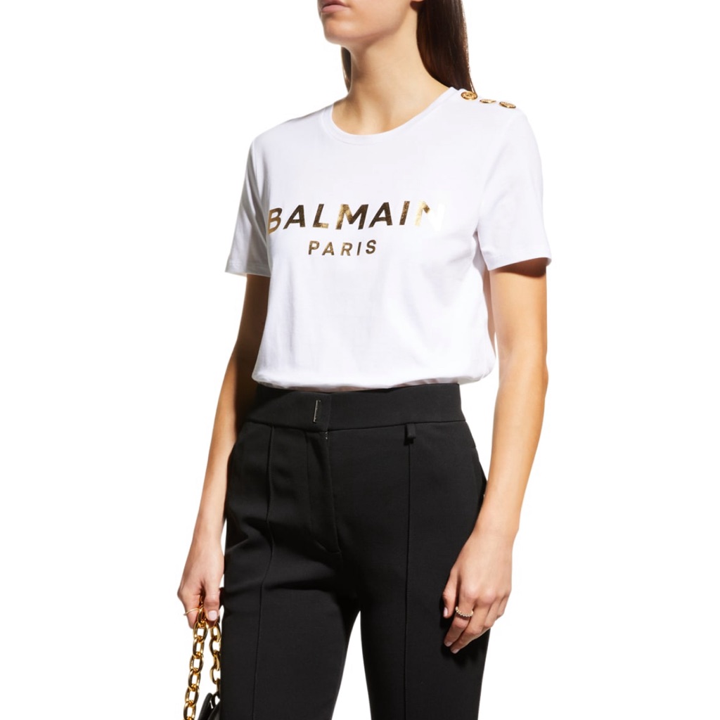 Balmain - New (No Tag) 3-Button Metallic Logo T-Shirt